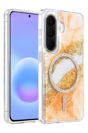 Mey İthalat  Samsung Galaxy A37 5G Lotus Simli Magsafe Kapak - Turuncu