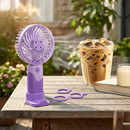 B 3 Kademeli Masaüstü ve El Fanı – Telefon Tutuculu, 3 Farklı Değiştirilebilir Halka Tasarımlı Mini Fan  MZL37A