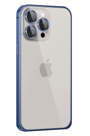 iPhone 15 Pro Metal Bumper Mat Kapak - Lacivert