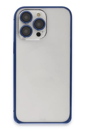 iPhone 15 Pro Metal Bumper Mat Kapak - Lacivert