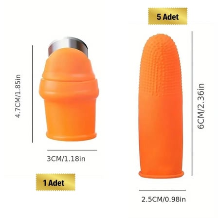 B 5 Parça Pratik Parmak Koruyucu 1 Parça Baş Parmak Bıçaklı Eldiven Sebze Meyve Soyucu Kesme Ayıklayıcı Silikon Set