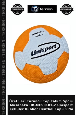 Özel Seri Turuncu Top Takım Sporu Müsabaka HB-MCS0101-2 Unısport Celluler Rubber Hentbol Topu 1 No