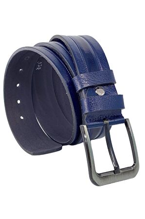 4.5 cm Spor %100 Hakiki Manda Derisi Lüks Kemer Lacivert Desenli