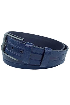 4.5 cm Spor %100 Hakiki Manda Derisi Lüks Kemer Lacivert Desenli