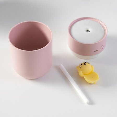 Marsilyan Mini USB Hava Nemlendirici Pembe Led Gece Lambası Kedi Figürlü 300ml