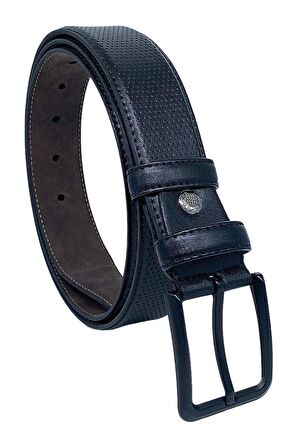 3.5 cm Klasik Suni Deri Lüks Kemer Siyah Desenli