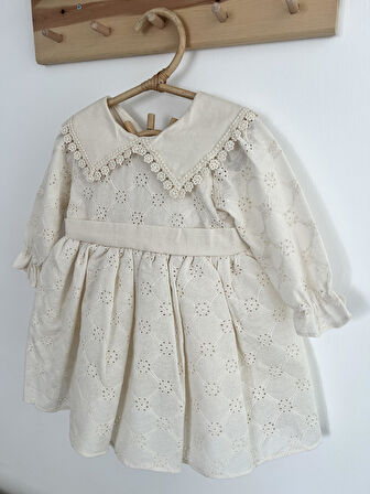 Kız Çocuk Elbise Uzun Kollu Fistolu V yaka Özel Gün Doğum Günü Düğün Parti Günlük Kız Bebek Elbise