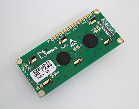 SDCB1602‑09 16x2 Karakter LCD Ekran Yeşil STN Modül Arka Işıksız 5V