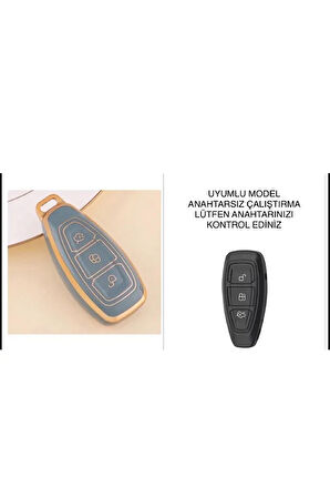 Ford Focus Fiesta Kuga Mondeo Smax Cmax Ecosport Anahtarsız Çalıştırma Anahtar Kılıfı Gri Renk