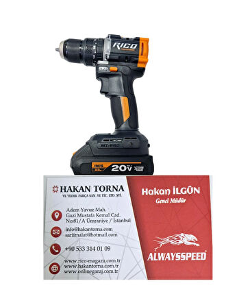 Rico Darbeli Şarjlı Matkap Çelik Mandren Çift Akü 2Ah 20V