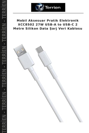 Mobil Aksesuar Pratik Elektronik XCC8502 27W USB-A to USB-C 2 Metre Silikon Data Şarj Veri Kablosu