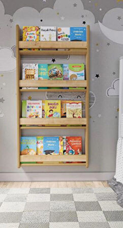 Montessori 4 Raflı Mdf Çocuk Kitaplığı 120*60 Cm - Safir Meşe