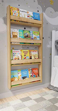 Montessori 4 Raflı Mdf Çocuk Kitaplığı 120*60 Cm - Safir Meşe