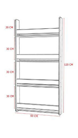 Montessori 4 Raflı Mdf Çocuk Kitaplığı 120*60 Cm - Safir Meşe