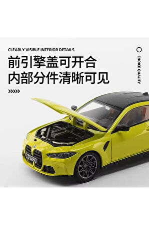 BMW M4 1:23 BMW M4 G82 Kapıları Açılabilen Model Araba Yeşil