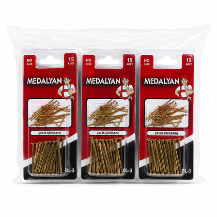180 ADET 3X50 12X15PCS SARI TP ÇELİK TEL ÇİVİ (4887) -MİRAYLİFE
