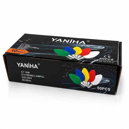 50 ADET MİX RENKLİ GECE LAMBASI AMPUL E14 - 10W C7 (4887) -MİRAYLİFE