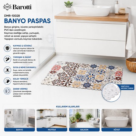DİKDÖRTGEN DESENLİ 70 X 34 CM SU EMİCİ - SİHİRLİ KAYDIRMAZ BANYO - KÜVET PASPAS (4887) -MİRAYLİFE