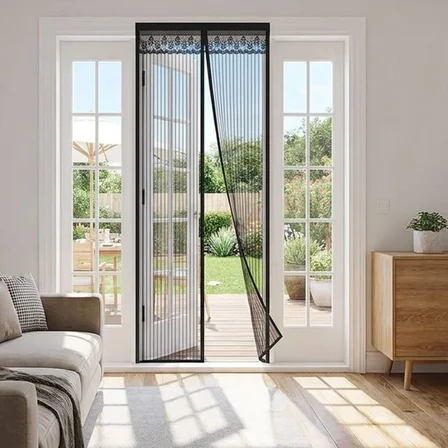 Mıknatıslı Kapı Sinekliği Siyah 100x210 cm Otomatik Kapanan Manyetik Tül Sineklik (4887) -MİRAYLİFE