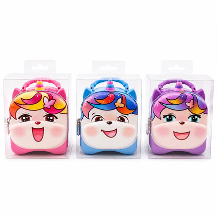 12 ADET SEVİMLİ KIZ ÇOCUK ANAHTARLI METAL KUMBARA KİLİTLİ RENKLİ (4887) -MİRAYLİFE