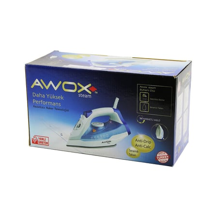 AWOX STEAM-1716 BUHARLI ÜTÜ SERAMİK TABAN 2600W 360 DERECE DÖNEBİLEN KABLO - 490ML ŞEFFAF SU TANKI (4887) -MİRAYLİFE