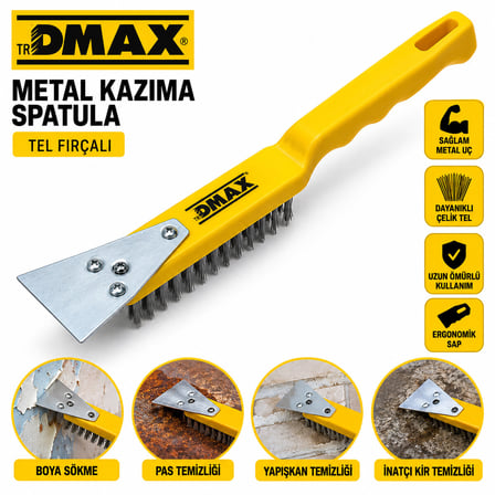 12 ADET 2IN1 ÇELİK TEL FIRÇA - METAL KAZIMA SPATULA 270MM (4887) -MİRAYLİFE