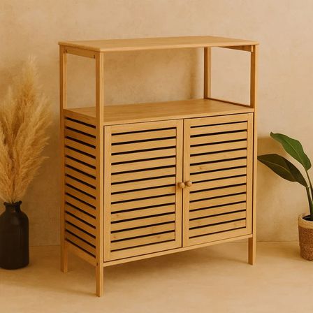 ÇOK AMAÇLI DOLAP AHŞAP BAMBU ORGANİZER RAFLI 66X33X85CM (4887) -MİRAYLİFE