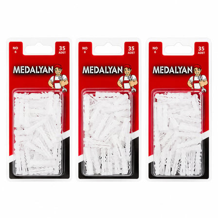 420 ADET NO-6 DÜBEL BEYAZ - PLASTİK 12X35PCS (4887) -MİRAYLİFE