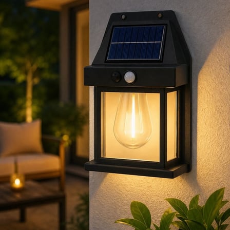 Ampul Model 3 Modlu Solar LED Duvar Lambası, Güneş Enerjili, Şarjlı Kablosuz Dış Mekân Apliği, Bahçe ve Kapı Lambası (4887) -MİRAYLİFE