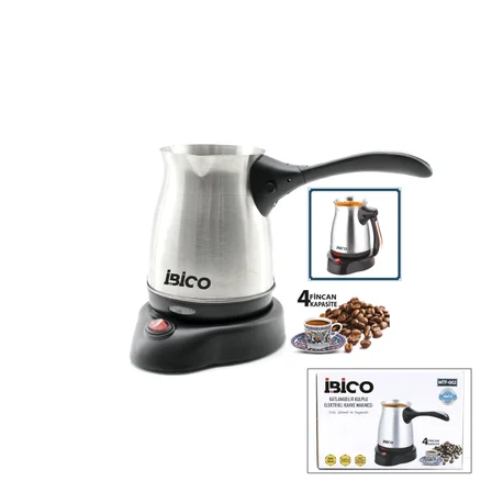 ÇELİK ELEKTRİKLİ CEZVE TÜRK KAHVE MAKİNESİ - 4FİNCAN=400ML KABLOSUZ KULLANIM- 360°DÖNER 600W MTF-002 (4887) -MİRAYLİFE