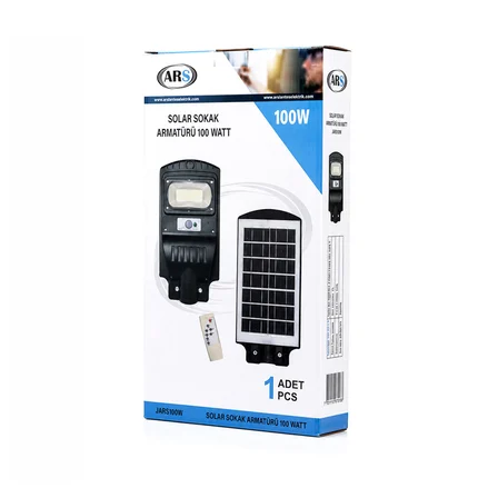 100W - 6500K SOLAR - GÜNEŞ ENERJİLİ SOKAK LAMBASI - ARMATÜR SENSÖRLÜ BAHÇE-BALKON-SOKAK ARS-348964 (4887) -MİRAYLİFE