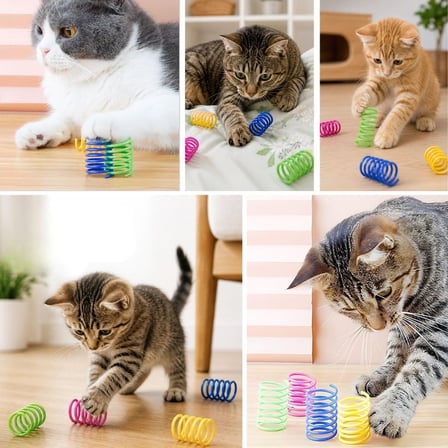 4&amp;#39;lü Renkli Spiral Yay Kedi Oyuncağı, Esnek ve Hareketli Eğlenceli Kedi Oyun Seti (4887) -MİRAYLİFE