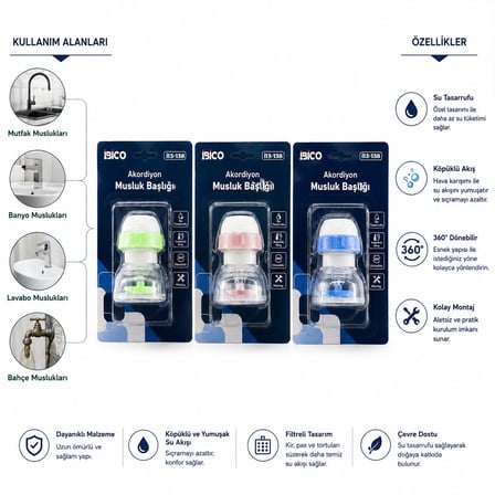 12 ADET MUSLUK UCU FİLTRESİ AKORDİYON - PERVANELİ 360° 16-19MM TÜM MUSLUKLARA UYUM KİREÇLENME YAPMAZ (4887) -MİRAYLİFE