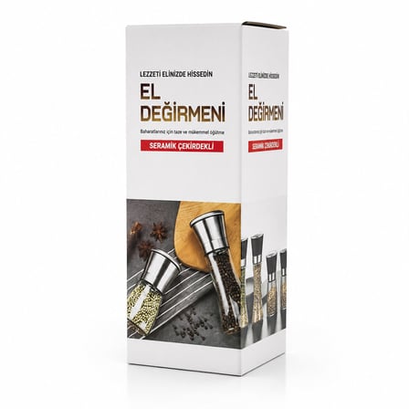HAND GRINDER BÜYÜK CAM HAZNELİ - PLS.KAPAKLI - KROM BELLİ TUZ - BAHARAT ÖĞÜTÜCÜ (4887) -MİRAYLİFE