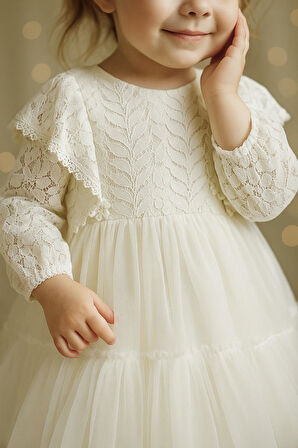 Kız Bebek Elbise Kız Çocuk Elbise Doğum Günü Parti Düğün Elbise Dantelli Kısa Kol Astarlı Elbise