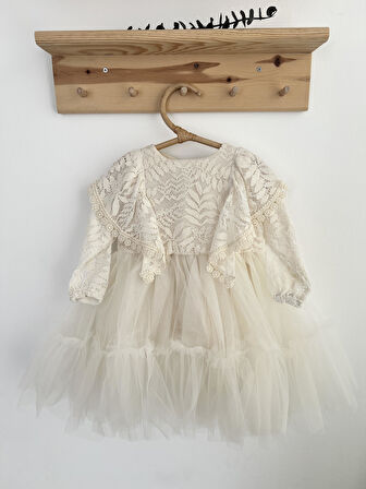 Kız Bebek Elbise Kız Çocuk Elbise Doğum Günü Parti Düğün Elbise Dantelli Kısa Kol Astarlı Elbise