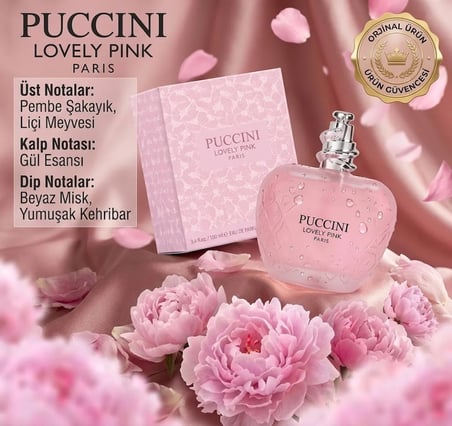 Puccini Lovely Pink EDP 100 ml Kadın Parfümü – Pembe Şakayık & Gül Esaslı Viral Uzun Süre Kalıcı Özel Seri