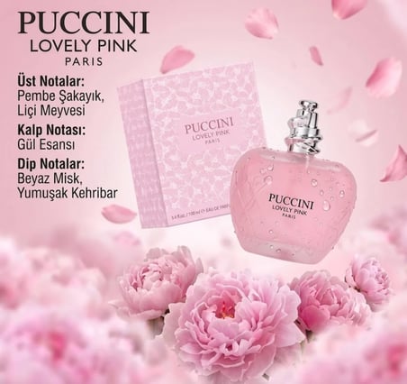 Puccini Lovely Pink EDP 100 ml Kadın Parfümü – Pembe Şakayık & Gül Esaslı Viral Uzun Süre Kalıcı Özel Seri
