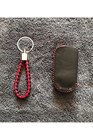 Fiat Egea 500x Deri Anahtar Koruma Kılıfı Ve Örgü Anahtarlık