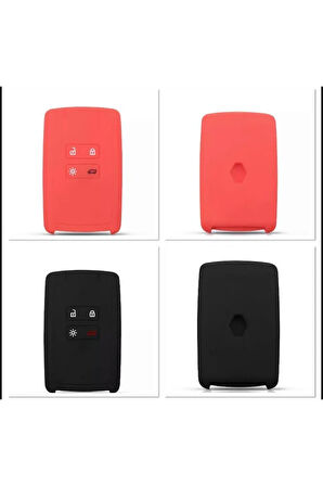 2 Adet Clio 5 Megane 4 Kadjar Silikon Anahtar Kılıfı Siyah Ve Kırmızı ( Grup Uyumlu)