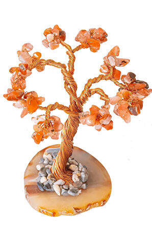 Sertifikalı Gerçek Karnelyan - Karneol Akik Taşı Ağaç - Akik Plakalı