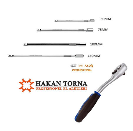 Yofe 1/4 Lokma Cırcır Kolu Rico 1/4 Lokma Ara Kol 50-75-100-150mm