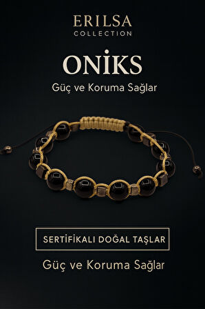 Sertifikalı Doğal Oniks Taşı Bileklik – Güç ve Koruma Sağlayan El Yapımı Enerji Takısı