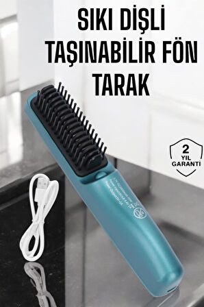 Seramik Kaplamalı Şarjlı Fön Tarak - Saç Dostu