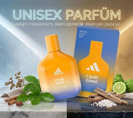 Adidas Vibes Chill Zone EDP 100 ml Unisex Parfüm – İtalyan Bergamotu & Deniz Minerali Notalı Ferah Koku