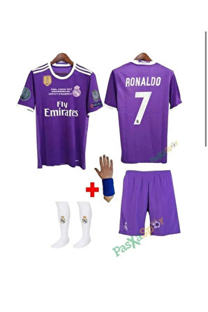 2016/2017 Sezon Mor Cardriff Ron.aldo Realmadrid Futbol Çocuk Forması 4'lü Set