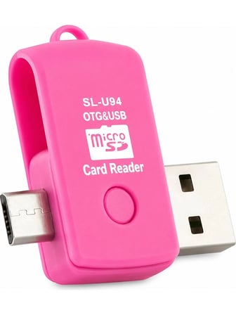 Micro Sd Kart Okuyucu Otg USB Bellek Aktarım Adaptörü Pembe Android Telefon Uyumlu