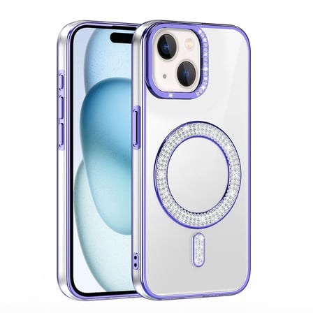 Teleplus iPhone 15 Kılıf Karetta Diamod Taş Desenli Magsafeli Kapak