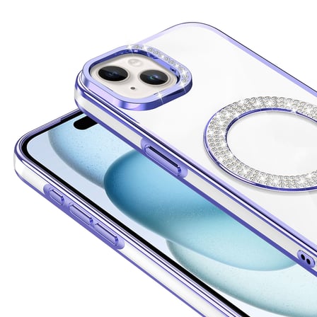 Teleplus iPhone 15 Kılıf Karetta Diamod Taş Desenli Magsafeli Kapak