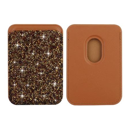 Teleplus iPhone 15 Pro Kılıf Glitter Mozaik Magsafeli Taşlı Pırlanta Kapak + Taşlı Manyetik Kartlık